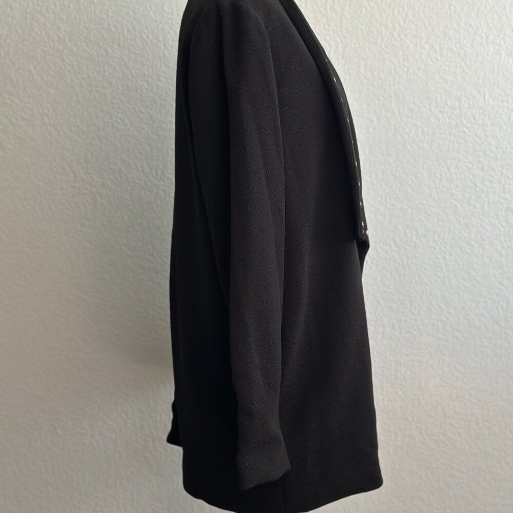 MICHAEL By Michael Kors Black with Gold Studs Open Front Blazer Jacket Size: L - Picture 4 of 10